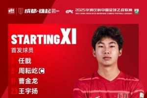 贵州筑城竞技vs成都蓉城B队比赛首发名单出炉！